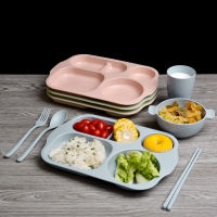 6Pcs Set Children Tableware Set Baby Kindergarten Dinner Plate Grid Tableware Baby Anti-fall Tableware Set