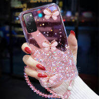 LIFEBELLE สำหรับ Samsung Galaxy S20 FE 4G &amp; 5G + สายคล้องข้อมือ,Luxury Rhinestone ผีเสื้อ Glitter Star ฟอยล์ Bling ปลอกโทรศัพท์นุ่ม TPU ซิลิโคนโทรศัพท์มือถือเคสฝาครอบสำหรับป้องกัน