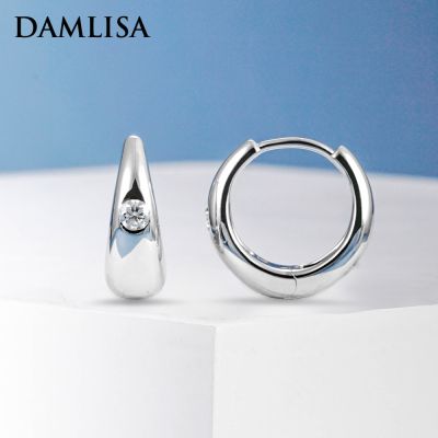 DAMLISA ต่างหูเพชรโมอิส3มม. สี D ต่างหูแบบห่วงสำหรับ925เงินสเตอร์ลิงผู้หญิงเครื่องประดับตลกวันเกิดต่างหูเพชร