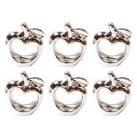 6Pcs Napkin Rings, Metal Plated Vintage Napkin Ring Buckle Holder for Dining Table Decoration