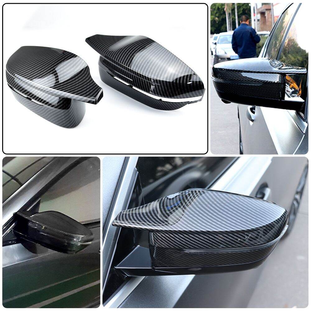 2p Bright Black Side Wing Rearview Mirror cover caps for BMW 3 Series