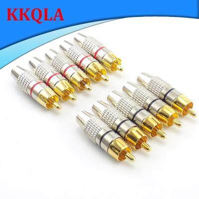 QKKQLA 10pcs RCA Male Plug Connector AV Audio Video Locking Cable Plug Adapter Solderness for Video CCTV Camera Security