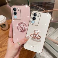 ใหม่เคสมือถือ VIVO V29 Y27 Y78 Y36 5G 4G 2023ชุบแฟชั่นส่องแสงเป็นประกายระยิบระยับพร้อมที่ตั้งรูปหมีคริสตัลน่ารักกรอบนิ่มกันกระแทกกล้องฝาครอบป้องกัน VivoY27 VivoV29