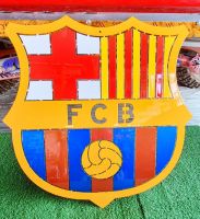 บาร์เซโลนา โลโก้Barcelona เหล็กตัดเลเซอร์เหล็กเต็มสเกลยาว 60 cmกว้าง59cm เหล็กหนา3 mm หนัก 4.5 kg เทำสีเหมือนจริงใช้สี2Kสีพ่นรถยนต์สวยเงาทนแดดทนฝน