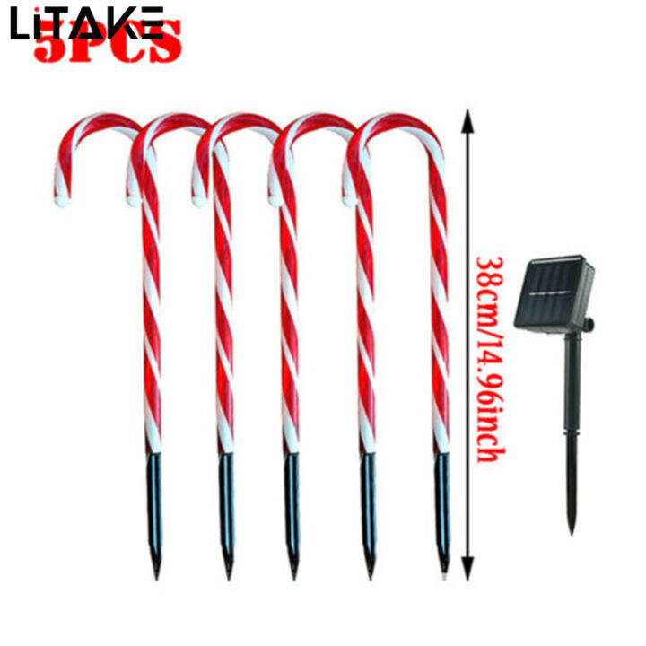 Litake 5 Pack Led Candy Cane Lights With 1.2V/600MAH Battery 8 Lighting