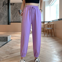 Jielur Candy Color Orange Pink Gray Sports Pants Female Street Leisure BF Harajuku Harem Pants S-XL 2021 Autumn Women Sweatpants