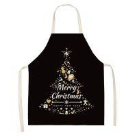 Christmas Tree Festive Decoration Printed Sleeveless Kitchen Apron BBQ Accessories Mens and Womens Household Cleaning Tools Aprons