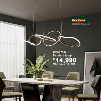 Dento โคมไฟแขวนเพดาน รุ่น UNITY-5 Rose Gold ขั้ว LED Stip Warmwhite สีโรสโกลด์ #MD-5018-5RG