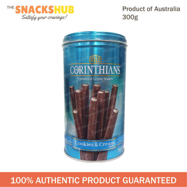 Authentic Corinthians Cookies and Cream Flavoured Cream Wafers, 300g