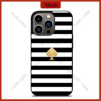 Kate Spade Gold And Stripes Phone Case for iPhone 14 Pro Max / iPhone 13 Pro Max / iPhone 12 Pro Max / Samsung Galaxy Note 20 / S23 Ultra Anti-fall Protective Case Cover 392