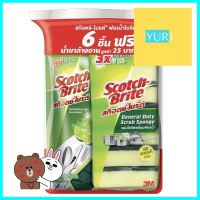 ฟองน้ำพร้อมใยขัด SCOTH-BRITE 3x4นิ้ว แพ็ก6 ฟรีน้ำยาล้างจานSCOURER SPONGE SCOTCH-BRITE 3X4” 6 PCS FREE DISHWASHING LIQUID **สอบถามเพิ่มเติมได้จ้า**