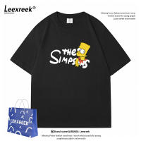 Simpsons เสื้อทีเชิ้ตแขนสั้นผู้ชาย,เสื้อคู่ผ้าฝ้ายทรงหลวมทันสมัยฤดูร้อน