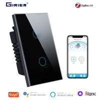 GIRIER สวิตช์ไฟระบบสัมผัสอัจฉริยะ Zigbee ไม่จำเป็นต้องใช้ตัวเก็บประจุทำงานร่วมกับหรือไม่มีสายไฟกลางเข้ากันได้กับ Alexa Hey Google