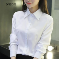 Shirt Women Spring Summer Tops Button Up Shirts Korean Work Blouses Long Sleeve Lapel Slim Office Blouse White Top Blusas Mujer