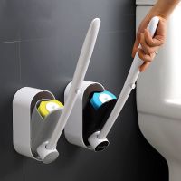 Bathroom Disposable Cleaning Toilet Brush Wall-mounted Long Handle Cleaning Brush with Replacement Brush Head Cleaning Tool