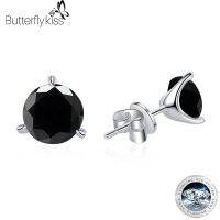 Butterflykiss หู Moissanite 4มม.-8มม. หูสตั๊ดเพชรในห้องปฏิบัติการคลาสสิก3ง่ามสำหรับผู้หญิงผู้ชายของขวัญคู่