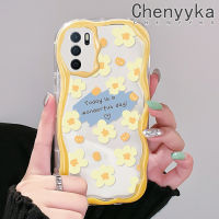 เคส Chenyyka สำหรับ OPPO A16 A55 A54 A54s เคสแฟชั่นลายดอกไม้เคสมือถือกันกระแทกแบบใสนิ่มเคสโปร่งใสลายกล้องถ่ายรูปเก๋ไก๋กรอบซิลิกาเจลป้องกัน