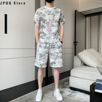 JPQQ Store กางเกงลำลองแขนสั้นผ้าไอซ์ซิลค์สำหรับชุดกีฬาบุรุษ,ฤดูร้อน