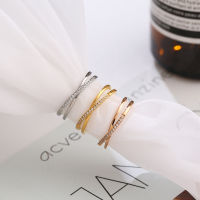 Cincin Rose Gold เพชรขนาดเล็กแฟชั่นแบบไขว้ของเครื่อง CNC สำหรับเด็กผู้หญิงเครื่องประดับแฟชั่นนิ้วชี้สีทองแหวนดียูวี