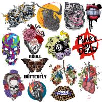 Punk Skull Patch Iron-on Transfers For Clothes Stickers Horror Skeleton Heat Thermal Transfer For Clothing DIY Washable Patch