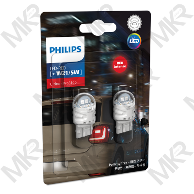 PHILIPS หลอดไฟท้าย ไฟเบรค Ultinon PRO3100 LED สีขาว / แดง T20 2 ไส้ W21/5