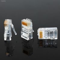 ✇⊕ OULLX 20/50/100PCS RJ45 Ethernet Cables Module Plug Network Connector RJ-45 Crystal Heads Cat5 Cat5e Gold Plated Network Cable