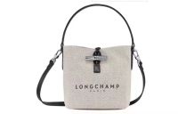 ┅◕ 100 Authentic Longchamp Women Bags Canvas And Leather Mini Bucket Bag Shoulder Bag Deformed Tote Bag Size Stop-Handle Bag L10159HSG037 Made In France