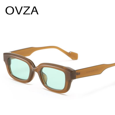 OVZA แว่นกันแดดแฟชั่นผู้ชายแนวพังก์ทรงสี่เหลี่ยมผืนผ้าสำหรับผู้หญิงแว่นกันแดดแบรนด์ดีไซเนอร์กรอบแคบเลนส์ UV400 S0012