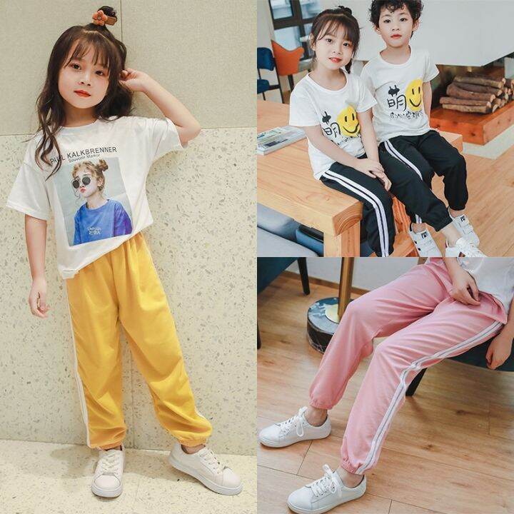 yiyepianzhou-2-13years-toddler-kids-pants-summer-harem-pants-girls-soft-trousers-drawstring-side-stripe-baby-boys-pants