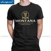 เสื้อยืดคอกลมพิมพ์ลาย Montana สไตล์วินเทจท็อปส์พลัสไซส์สําหรับผู้ชาย G1YJ