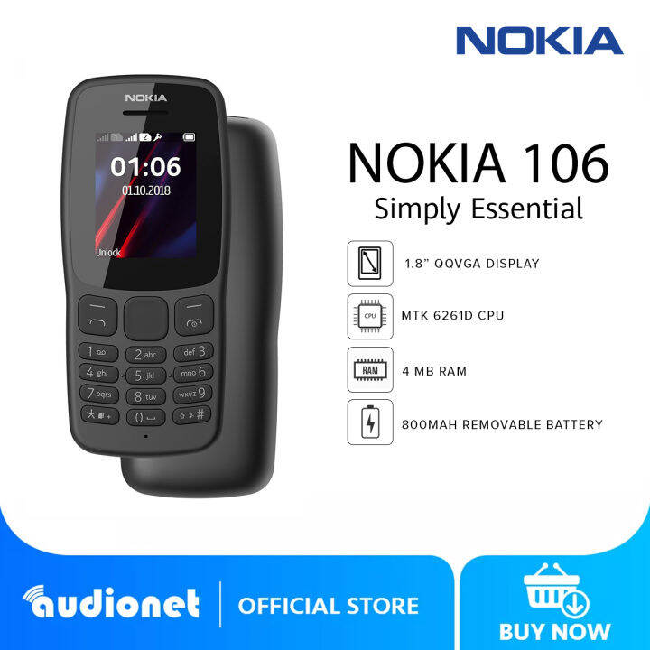 Nokia 106 Basic Mobile Phone | MTK 6261D CPU | 4MB RAM | 1.8