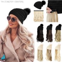 SHANGZI Hat Wig Synthetic Long Wavy Wigs with Beret Hat Knitted Fashion black Autumn Winter Cap Hair Wig Hair Extensions 2022 [ Hot sell ] TOY CENTER