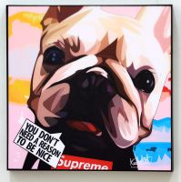 Dogsuperme โปสเตอร์ป๊อปอาร์ตคำพูดผ้าใบพิมพ์ลายสติกเกอร์ติดผนังงานศิลปะของแฟนๆในกรอบ