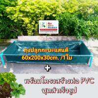 ถุงปลูกกะบะแสนดี ขนาด 60x200x30 ซ.ม. จำนวน 1ใบ + โครงสร้างท่อ PVC 6 หุน