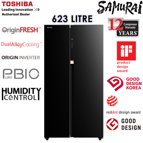 TOSHIBA SIDE BY SIDE INVERTER REFRIGERATOR WITH MAXHUMID FRESH 623