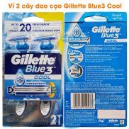 Vỉ 2 cây dao cạo râu Gillette Blue 3 Cool dao cạo râu du lịch - đầu cạo 3