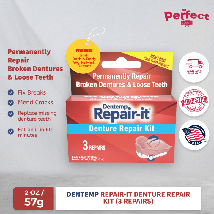 Dentemp Repairit Denture Repair kit 3 Repairs 2.96ml Lazada PH