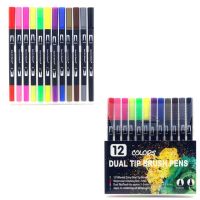 ปากกามาร์กเกอร์ศิลปะ120สีปลายคู่แปรงทาสีปากกาสี Fineliner ที่ผลิตน้ำการประดิษฐ์ตัวอักษรแบบร่างภาพวาดสมุดภาพระบายสี