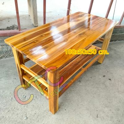 โต๊ะวางไมโครเวฟไม้สัก โต๊ะทำงานงานไม้สัก ขนาด 100*50*สูง50 ซม. สีเคลือบใส Table. โต๊ะกาแฟ