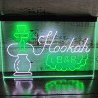 Hookah Bar หน้าจอสี2สี-ป้ายไฟนีออนติดผนังศิลปะสำหรับบ้านห้องห้องนอนสำนักงานตกแต่งบ้านไร่