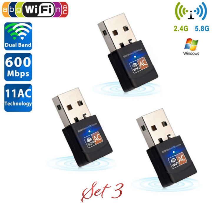 600Mbps Dual Band 2.4G / 5G Hz Wireless Lan USB PC WiFi Adapter