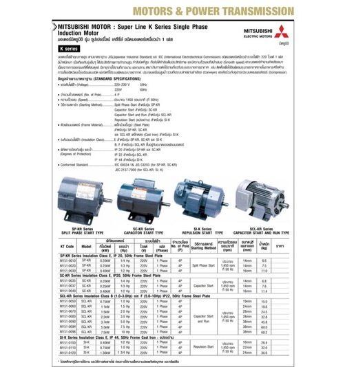 มอเตอร์ไฟฟ้า-mitsubishi-รุ่น-scl-qrกำลัง-1-hpแกนเพลา-19มิล-1-เฟส220-v-4-โพล-2-สาย-ip22-ความเร็วรอบ-1450-rpm-รอบต่อนาที