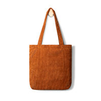 【CW】Women Corduroy Shopping Bag Solid Cloth Lining Female Canvas Shoulder Bag Storage Handbag Eco Grocery Totes Zipper Closure Purse