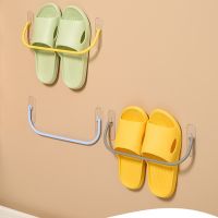 【CC】 Wall Mounted Shoe Rack Adhesive Shoes Hanger Slippers Drain Storage Shelf Hanging Holder Organizer