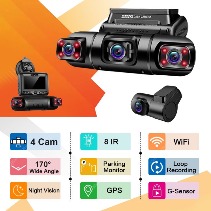 4ช่อง4-1080p-และ3ช่อง170-รถ-dvr-gps-wifi-กล้อง-dash-8-ir-van-taxi-กล้องติดรถยนต์ที่จอดรถ24ชั่วโมงการมองเห็นได้ในเวลากลางคืน