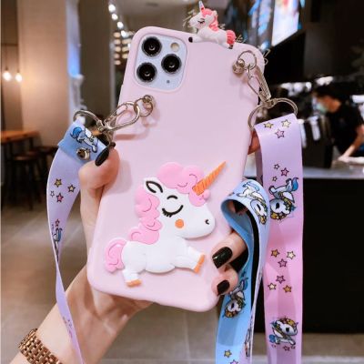 Cartoon Horse Silicone Cover For Samsung Galaxy A10 A20 A30 A40 A50 A70 M21 M30 M51 M60S M80S Unicorn Case Fundas With Lanyard