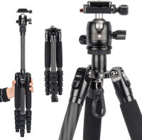 SIRUI Traveler 5CX Carbon Fiber Tripod 51.97 inches Camera Tripod Lightweight with 360° Panoram B-00K Ball Head and Arca Swiss Quick Release Plate, Folded Height 12.4",Load 8.8lbs/4kg Carbon 5CX