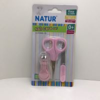 Natur ชุดกรรไกรตัดเล็บ 3ชิ้น กรรไกรตัดเล็บเด็ก BPA Free  ใช้ได้ตั้งแต่แรกเกิดขึ้นไป (สีชมพู)