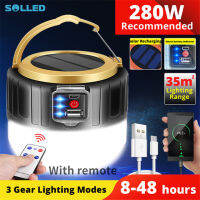 SOLLED 280W Smd 5730เต็นท์พลังงานแสงอาทิตย์หลอดไฟ Led Usb แบบชาร์จไฟได้กันน้ำกลางแจ้ง Camping ฉุกเฉิน Night Market โคมไฟ