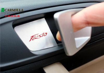 1ชุดส่องสว่างภายในประตูชามตกแต่งตัดสติกเกอร์ที่แตกต่างกันสีสำหรับ Ford Fiesta 2013 2014 2015 2016 2017อุปกรณ์เสริม
